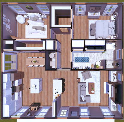Overhead First Floor for House Plan #1776-00097