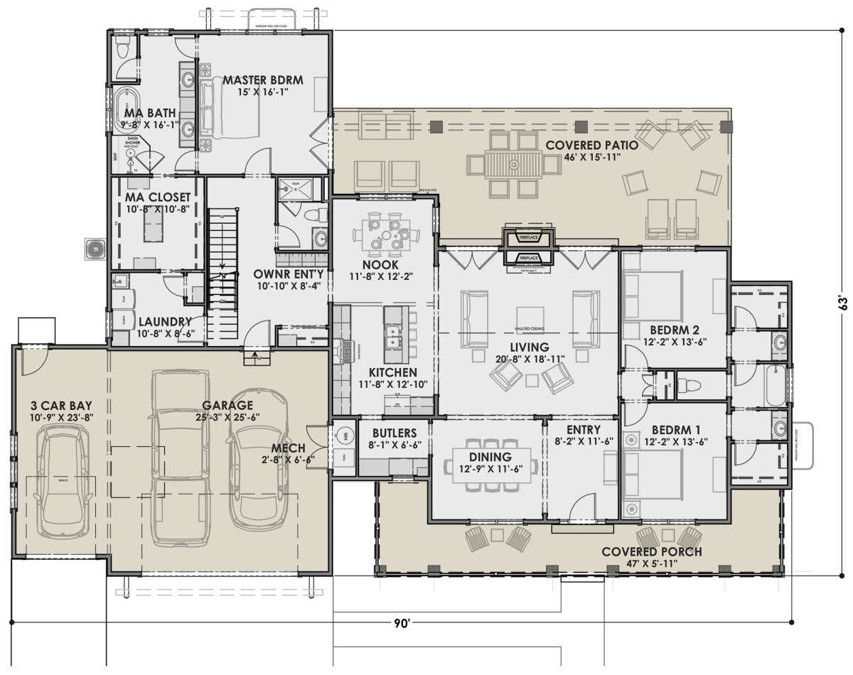 Modern Farmhouse Plan 2 593 Square Feet 3 5 Bedrooms 4