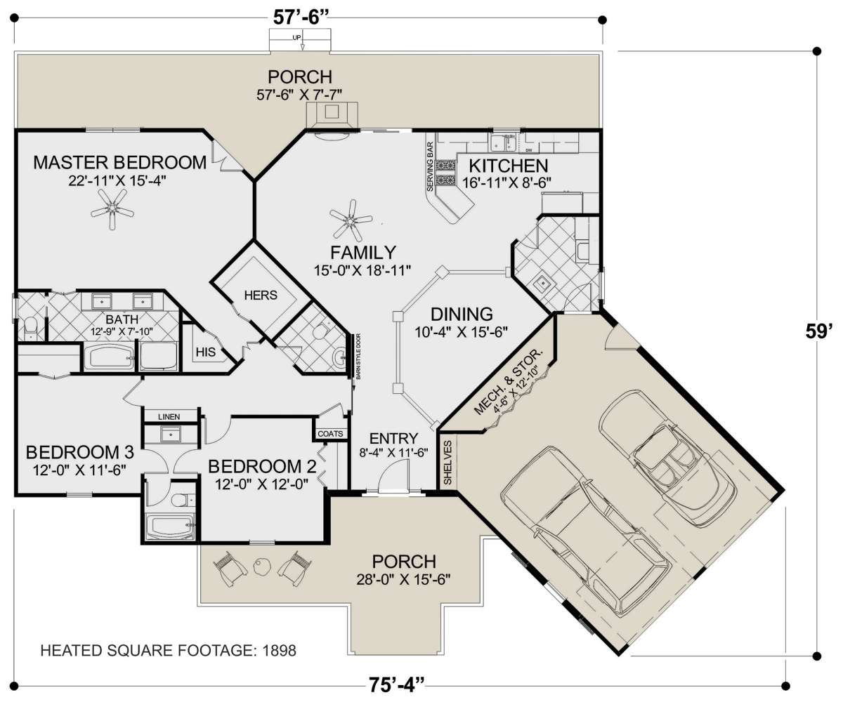 Main Floor for House Plan #036-00262