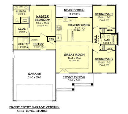 Main Floor w/ Optional Front Entry Garage for House Plan #041-00203