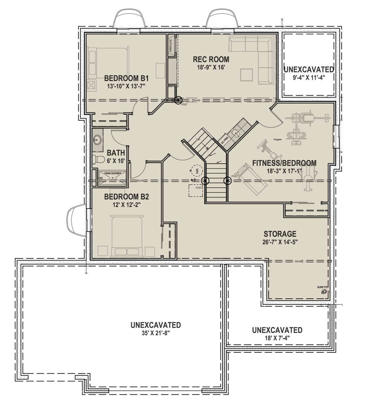 Basement for House Plan #425-00018