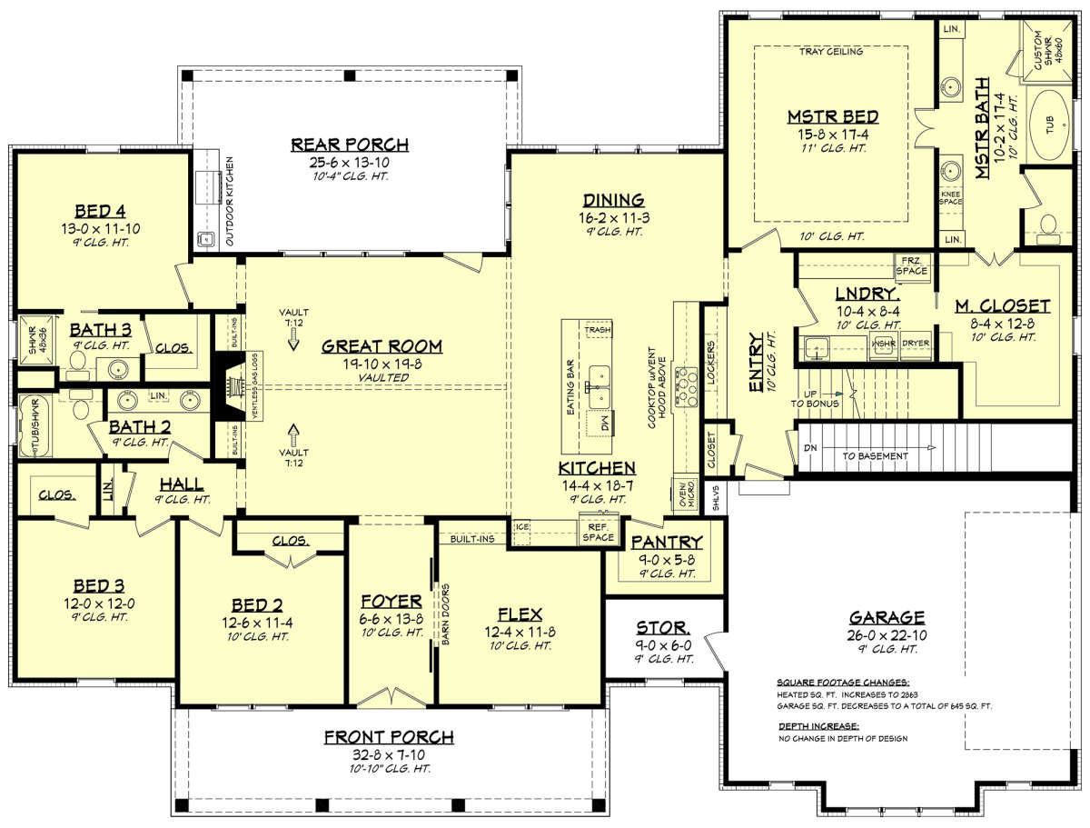 Main Floor w/ Basement Stair Location for House Plan #041-00204