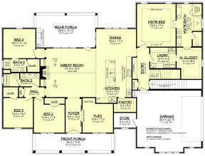 Main Floor w/ Basement Stair Location for House Plan #041-00204
