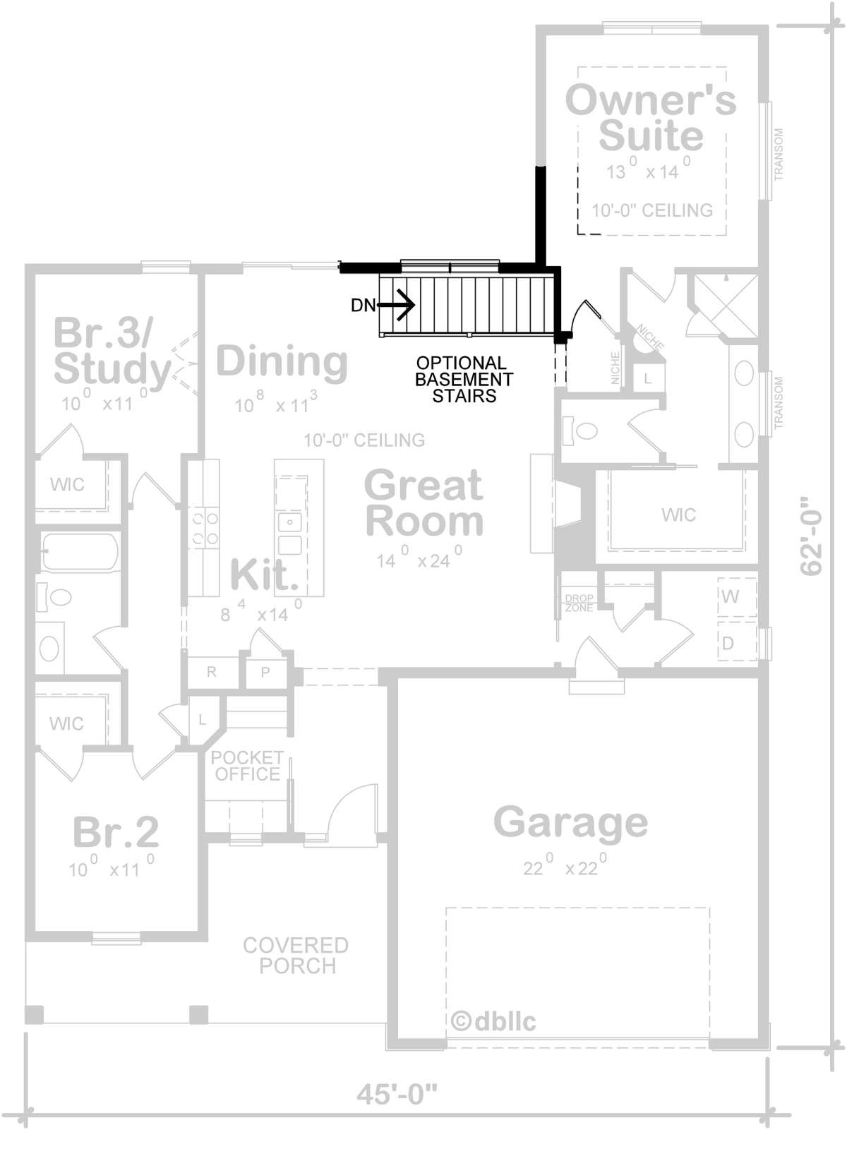 Basement Stairs Location for House Plan #402-01619