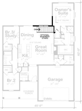 Basement Stairs Location for House Plan #402-01619