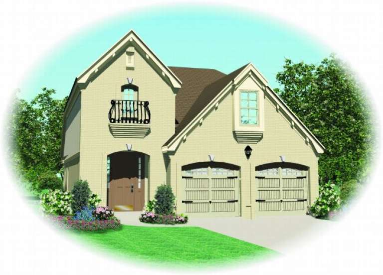 Narrow Lot House Plan #053-00201 Elevation Photo