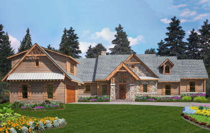 Mountain Rustic House Plan #699-00259 Elevation Photo