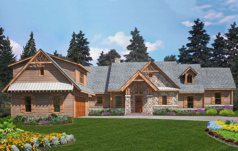 Mountain Rustic  House Plan #699-00259 Elevation Photo