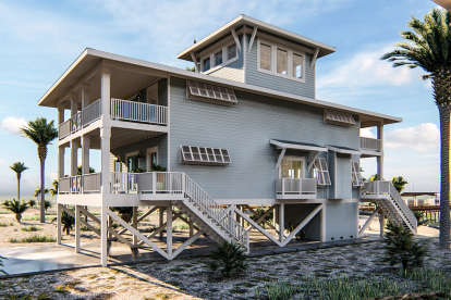 Coastal House Plan #963-00375 Elevation Photo