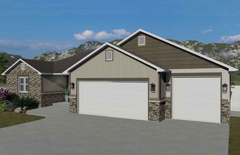 Ranch House Plan #2802-00052 Elevation Photo