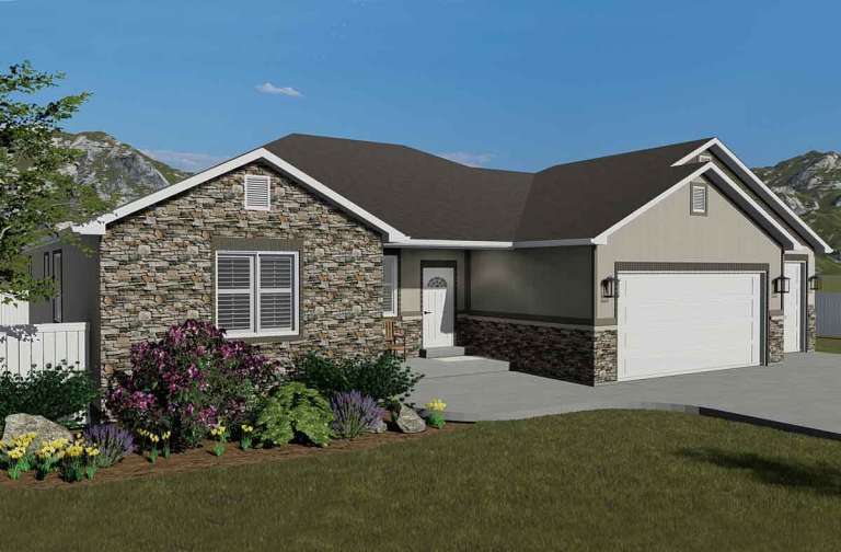 Ranch House Plan #2802-00052 Elevation Photo
