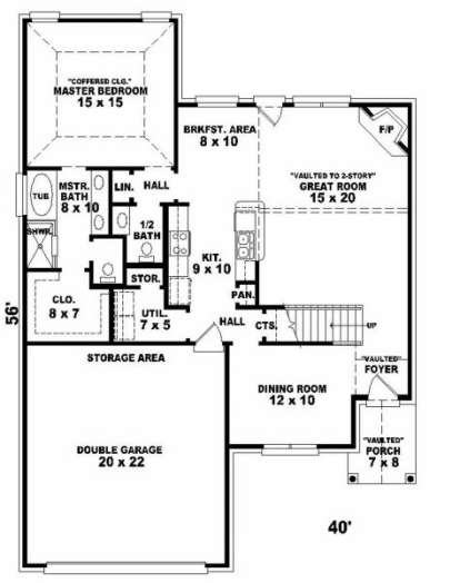 First Floor for House Plan #053-00205