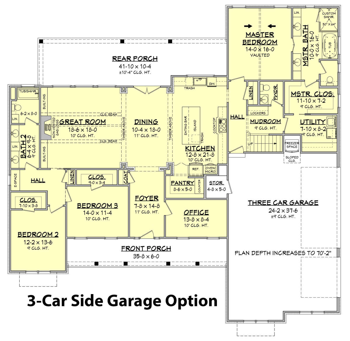 Main Floor w/ Optional 3 Car Garage for House Plan #041-00206