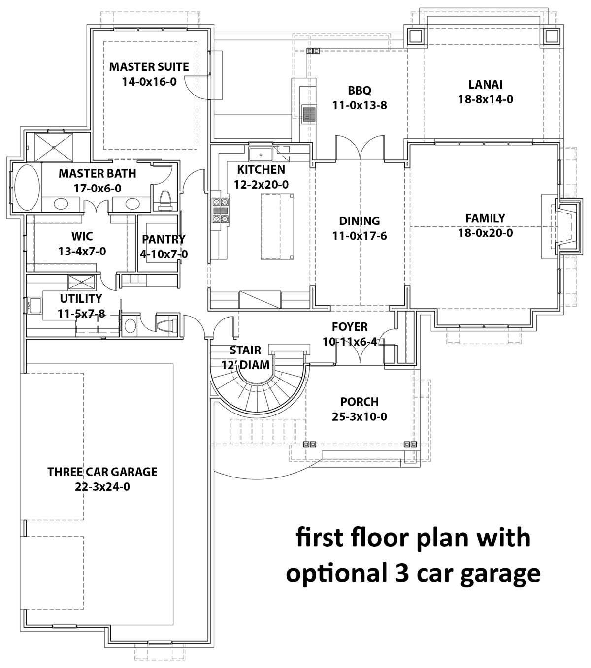 Main Floor w/ Optional 3 Car Garage for House Plan #9401-00107