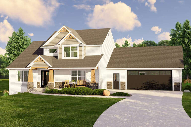 House Plan House Plan #24202 Angled Front Elevation