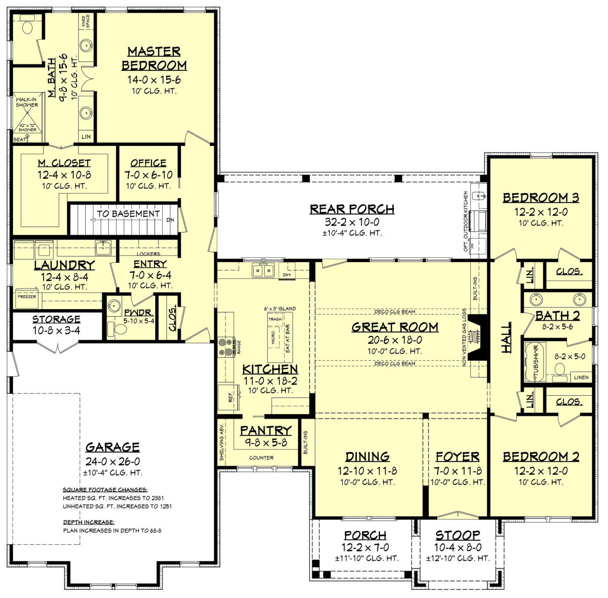 Main Floor w/ Basement Stair Location for House Plan #041-00212