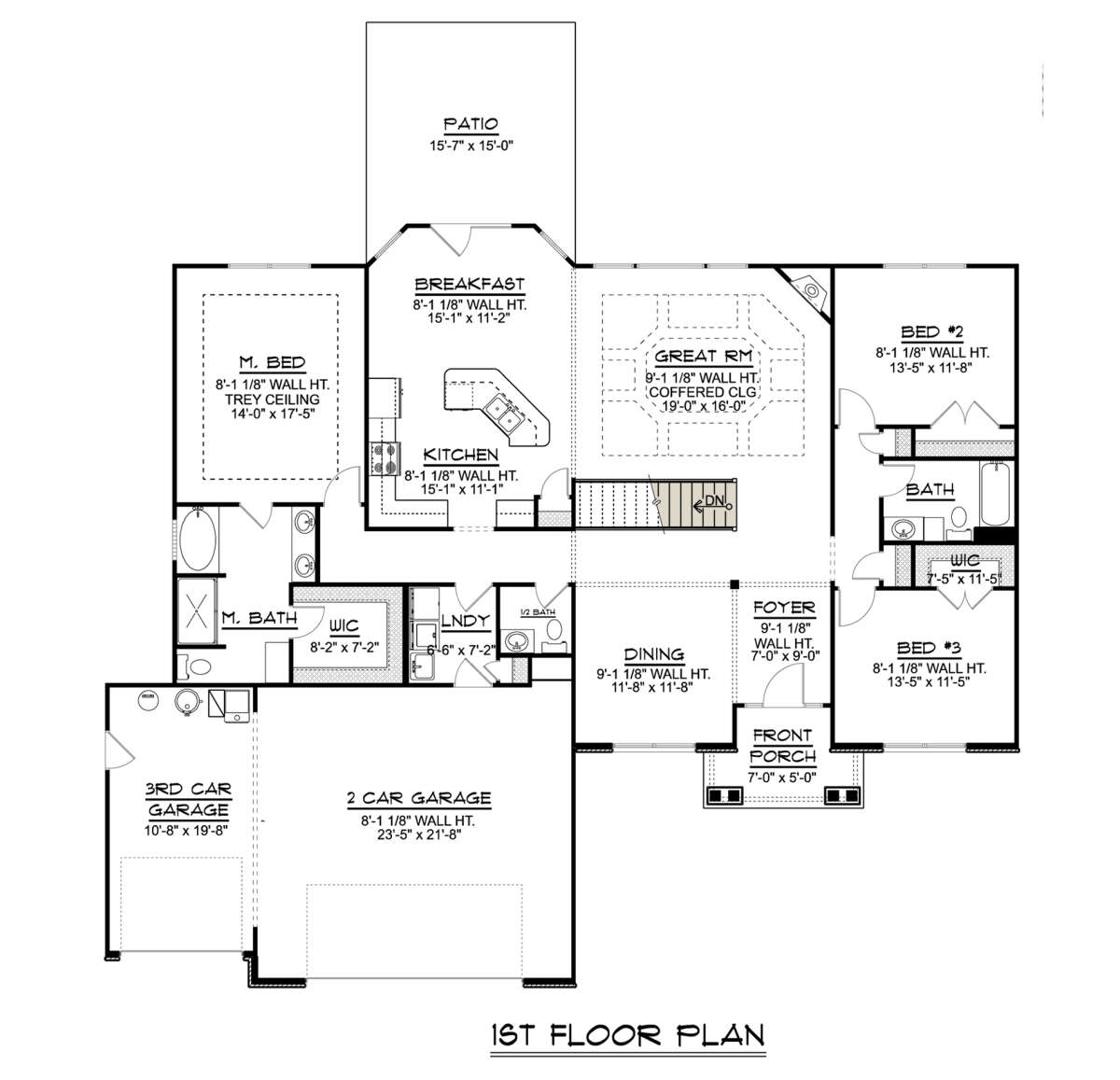 Main Floor w/ Basement Stair Location for House Plan #5032-00030