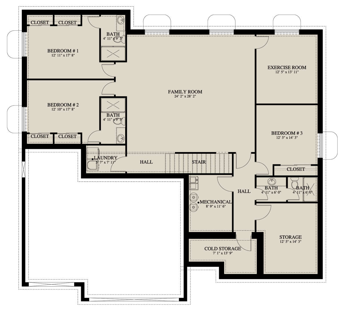 Basement for House Plan #2802-00054