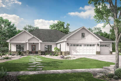 Modern Farmhouse House Plan #041-00213 Elevation Photo