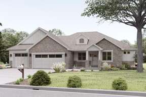 Ranch House Plan #2802-00055 Elevation Photo