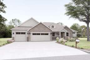 Ranch House Plan #2802-00055 Elevation Photo