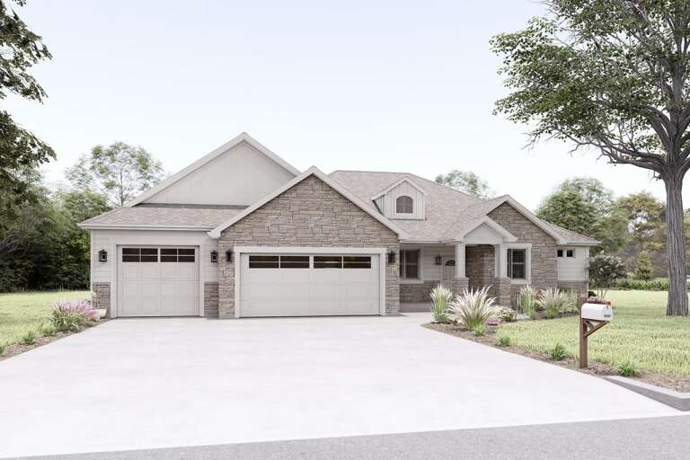 Ranch House Plan #2802-00055 Elevation Photo
