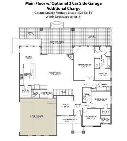 Main Floor w/ Optional 2 Car Side Garage for House Plan #2802-00055