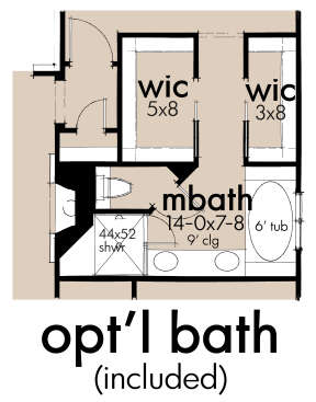 Alternate Master Bathroom for House Plan #9401-00108