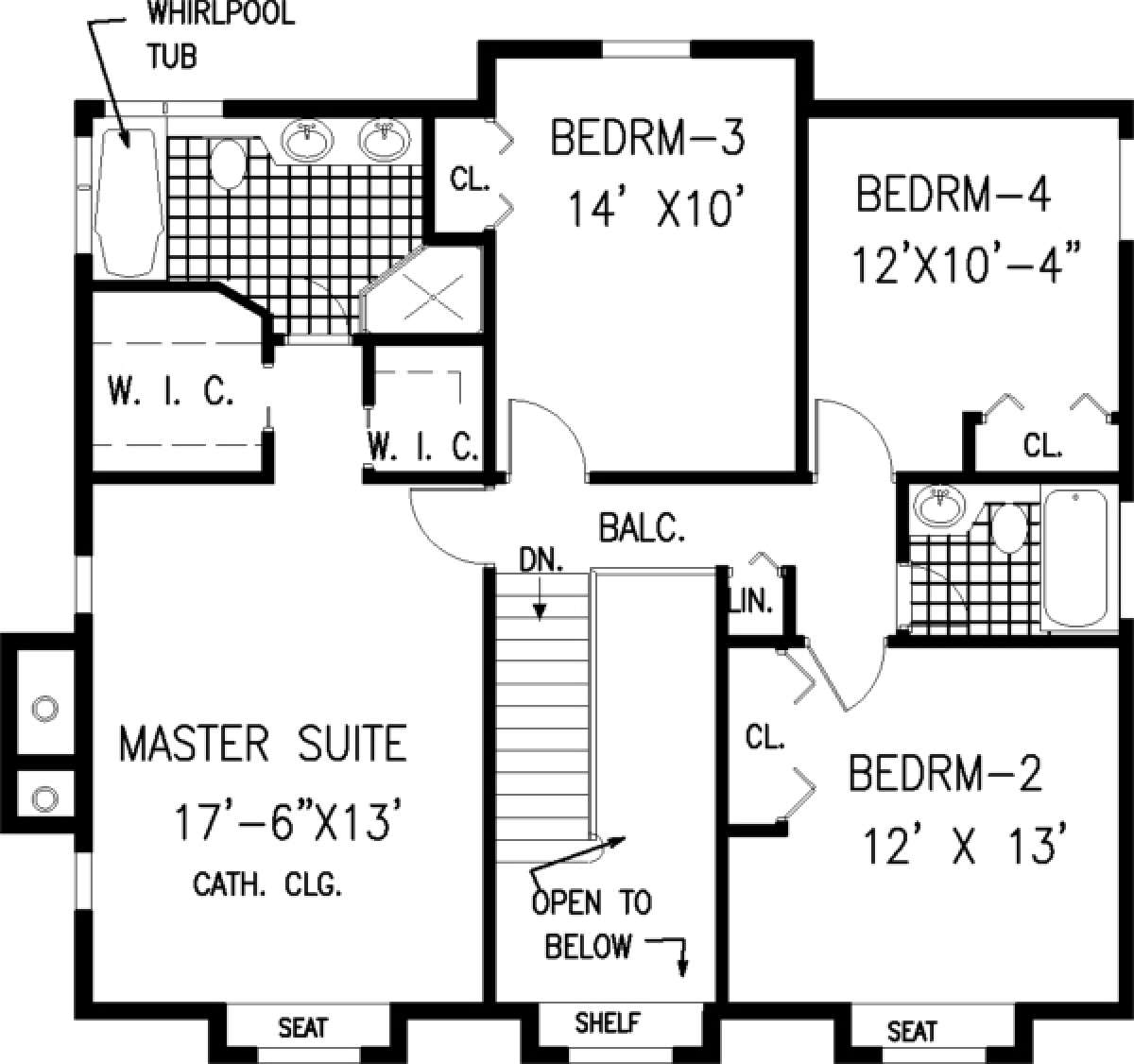 Upper Floor for House Plan #033-00052