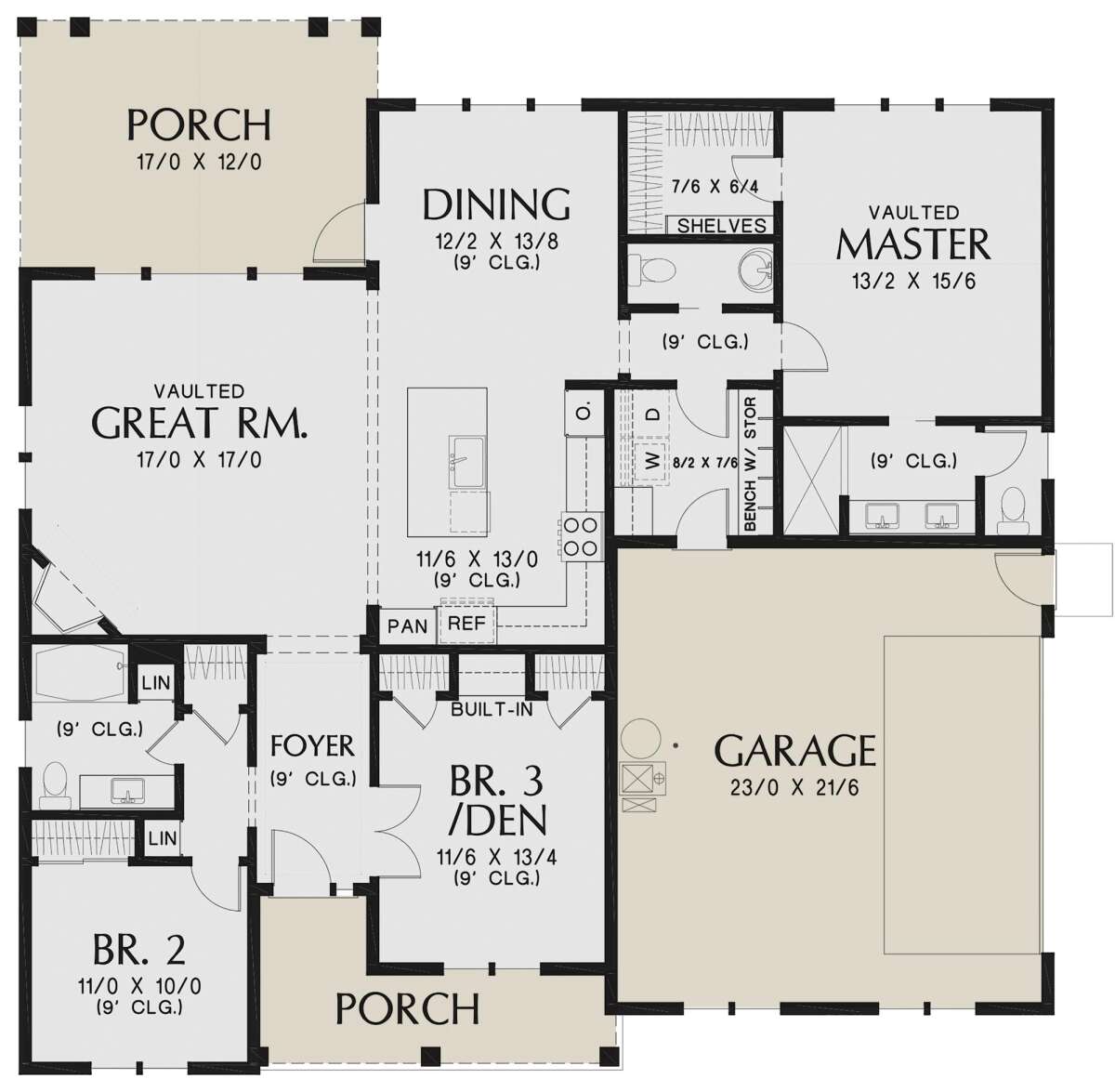 Modern Farmhouse Plan 1,704 Square Feet, 3 Bedrooms, 2.5