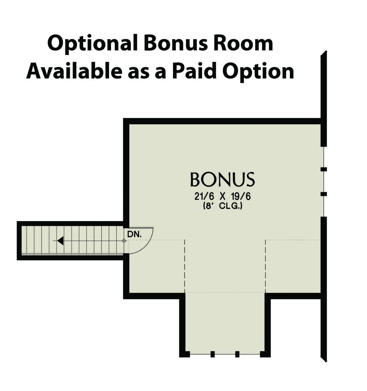Optional Bonus Room for House Plan #2559-00837