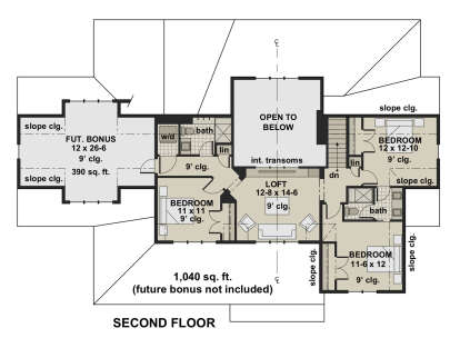 Second Floor for House Plan #098-00322