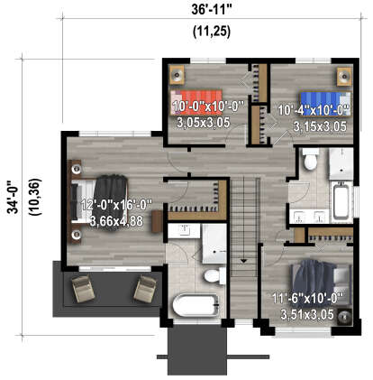 Second Floor for House Plan #6146-00392