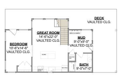 Main Floor w/ Basement Stair Location for House Plan #1462-00016