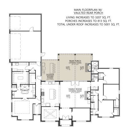 Main Floor w/ Alternate Rear Porch for House Plan #4534-00030