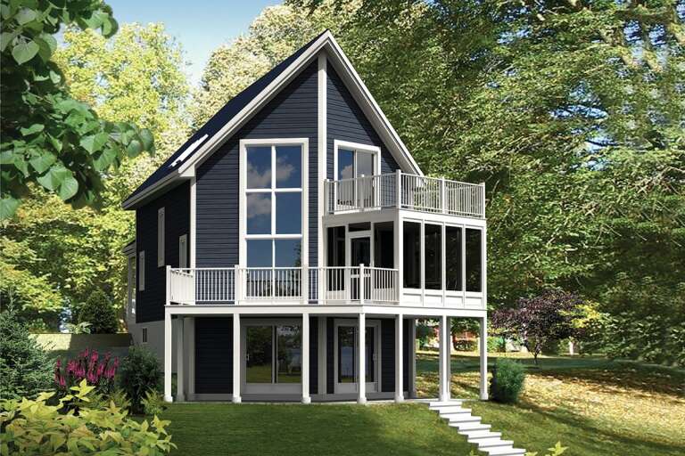 Narrow Lot House Plan #6146-00404 Elevation Photo