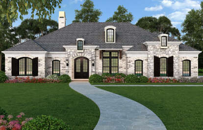 European House Plan #4195-00036 Elevation Photo