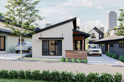 Narrow Lot House Plan #963-00430 Elevation Photo