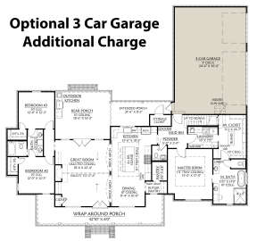 Main Floor w/ Optional 3-Car Side Garage for House Plan #4534-00031