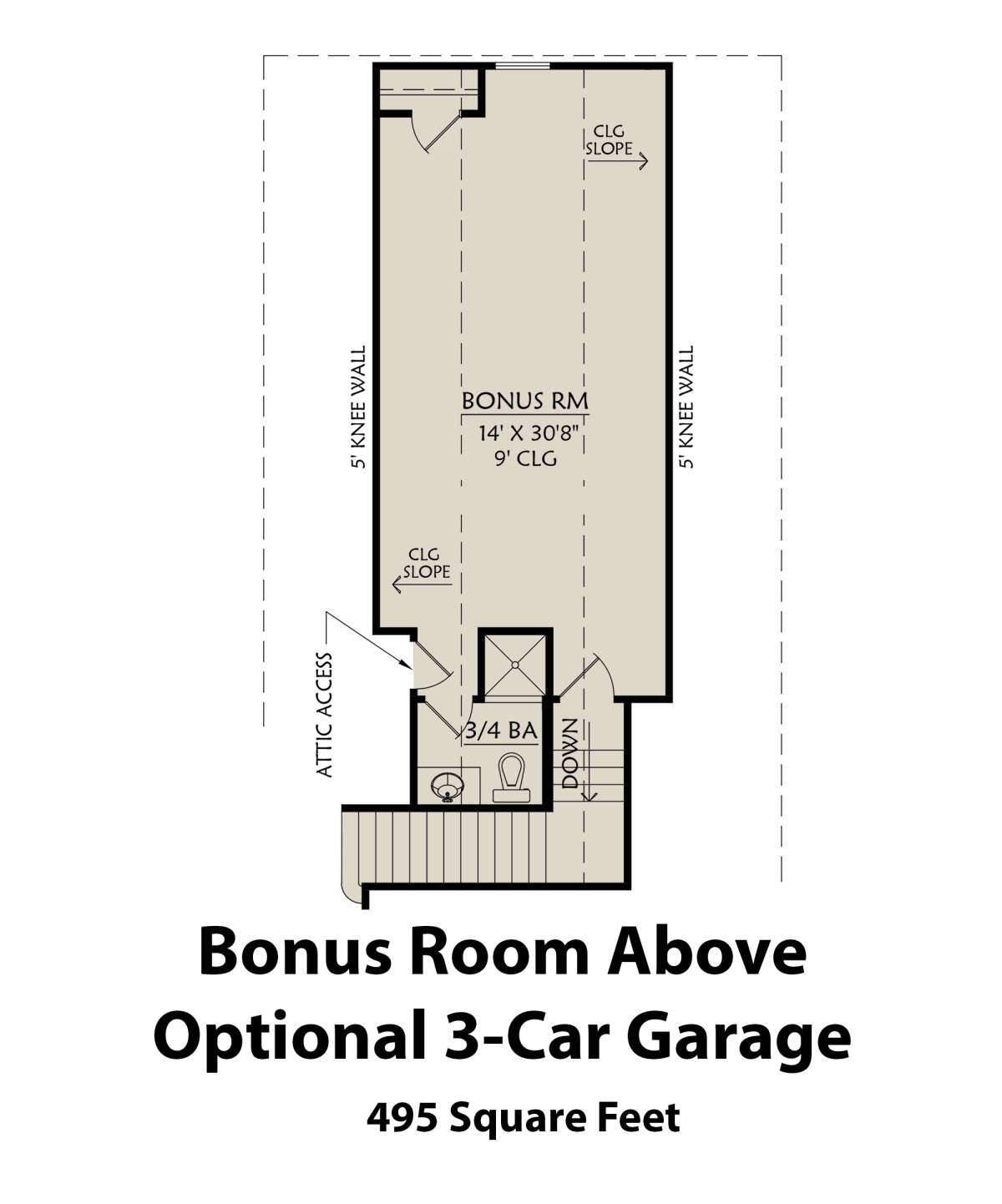 Bonus Room Above 3-Car Garage for House Plan #4534-00031