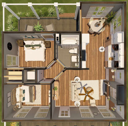 Overhead First Floor for House Plan #1776-00110