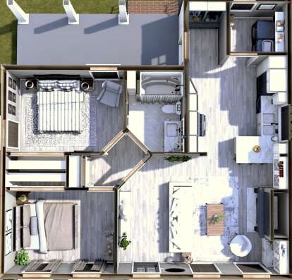 Overhead First Floor for House Plan #1776-00111