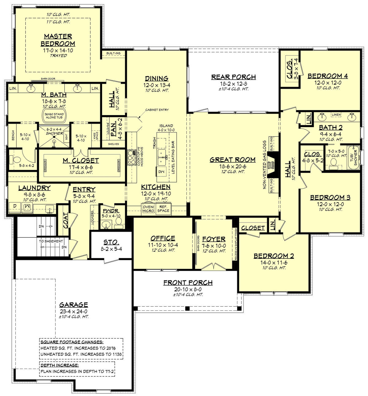 Main Floor w/ Basement Stair Location for House Plan #041-00226