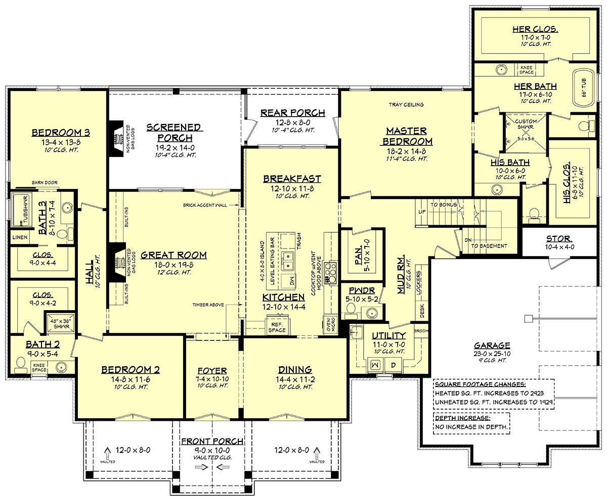 Main Floor With Basement Stair Location for House Plan #041-00228