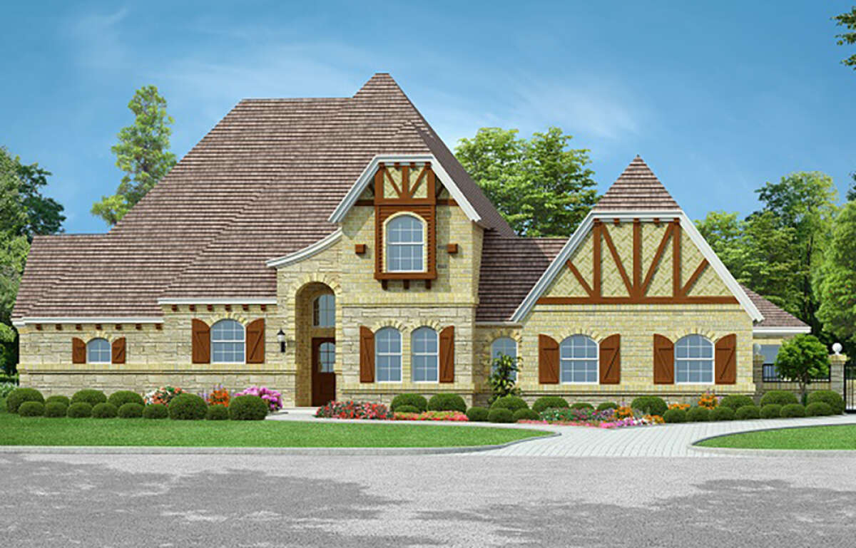French Country House Plan #5445-00393 Elevation Photo