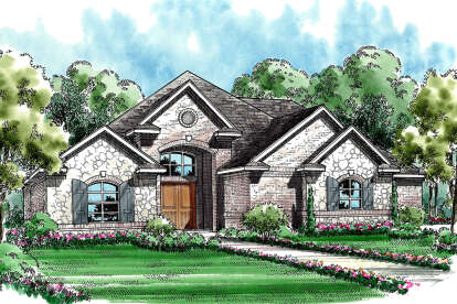 European House Plan #5445-00394 Elevation Photo