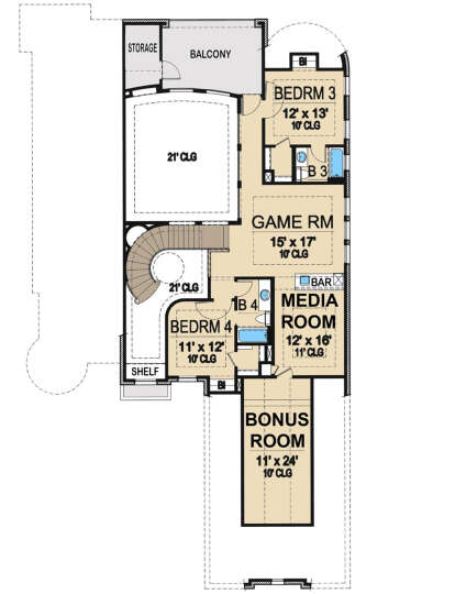 Second Floor for House Plan #5445-00395
