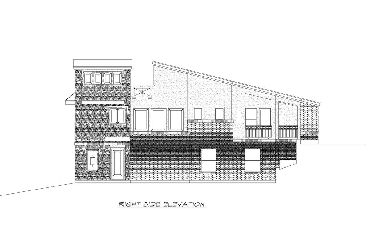Narrow Lot House Plan #5445-00410 Elevation Photo