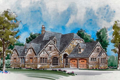 French Country House Plan #5445-00415 Elevation Photo