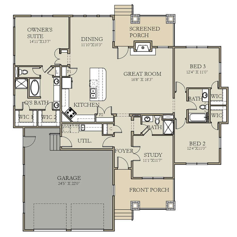 House Plan House Plan #24740 Drawing 1
